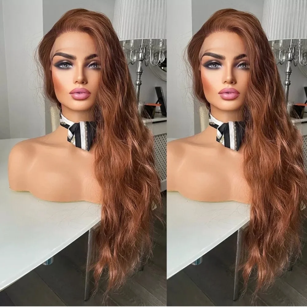 22” AUBURN Brown Body Wavy Beautiful Lace Front Wig NEW